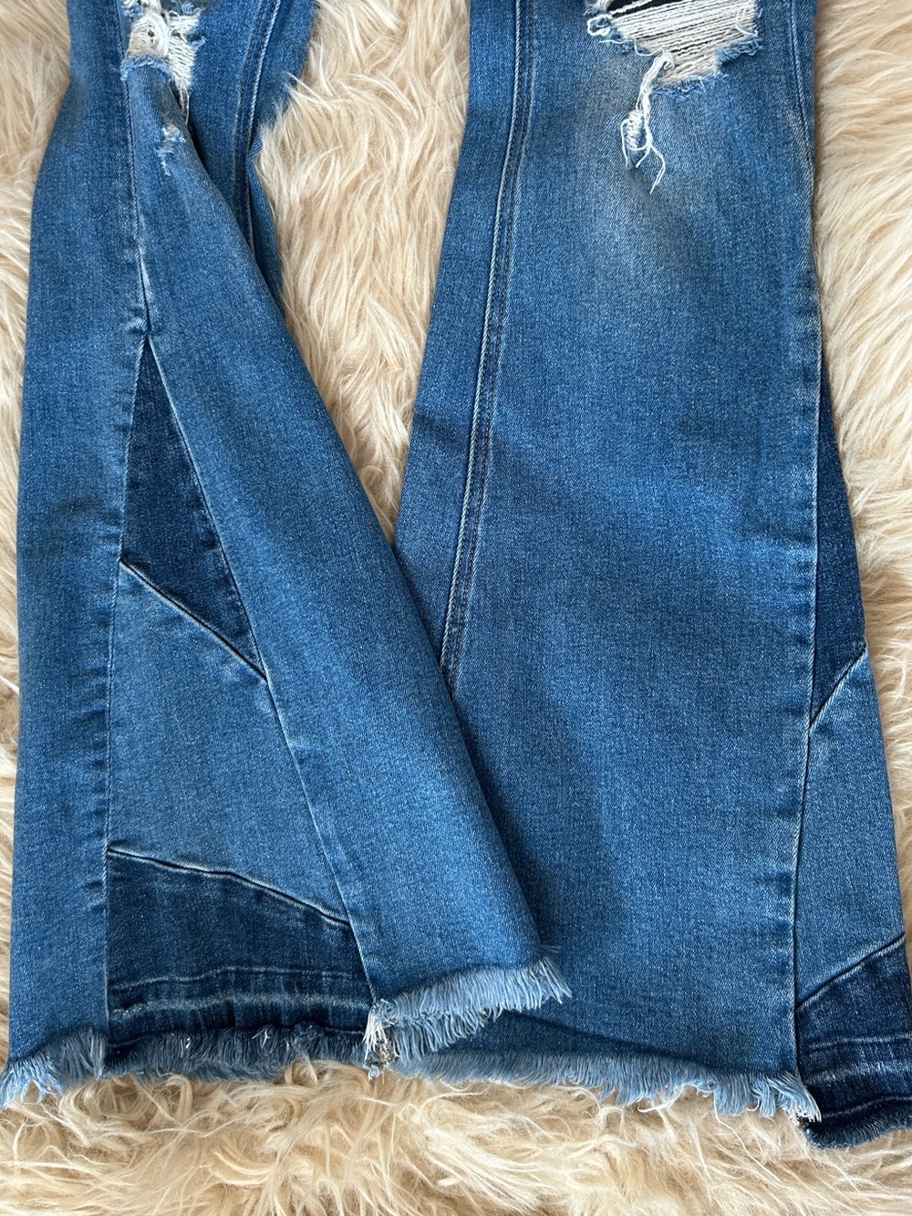 Super Cool Vervet High-Rise Flare Distressed Jeans with Godet Inserts - Picture 2 of 5